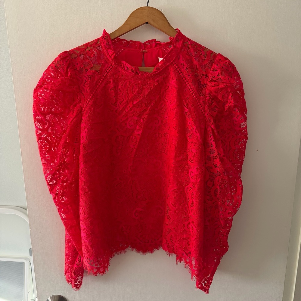 Lilly Pulitzer Red Lace Dressy Blouse M NWOT | Evening & Event Valentines Day - Picture 2 of 6